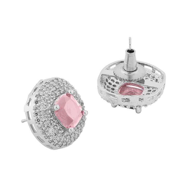 Teejh Celeste Silver Pink Stone Necklace Set