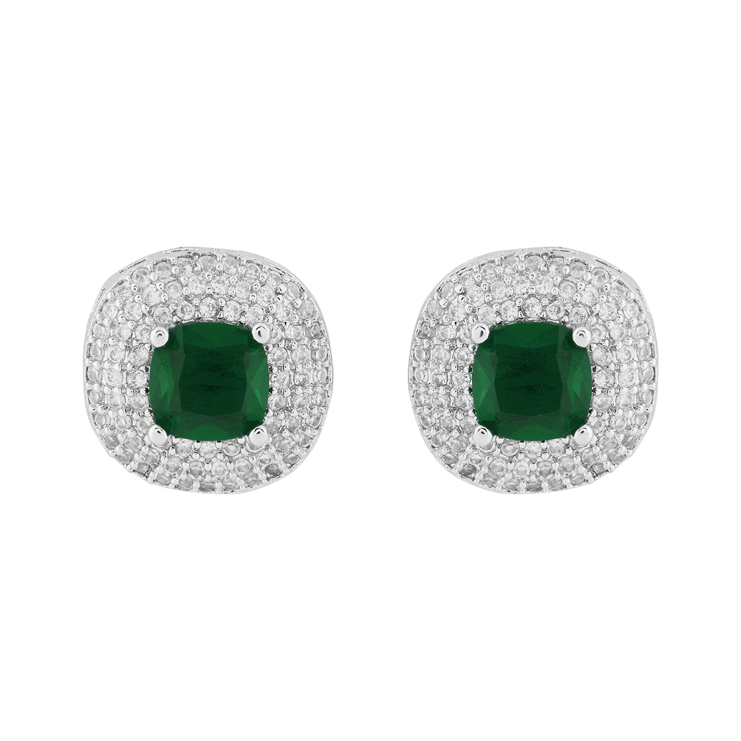 Teejh Celeste Silver Green Stone Necklace Set