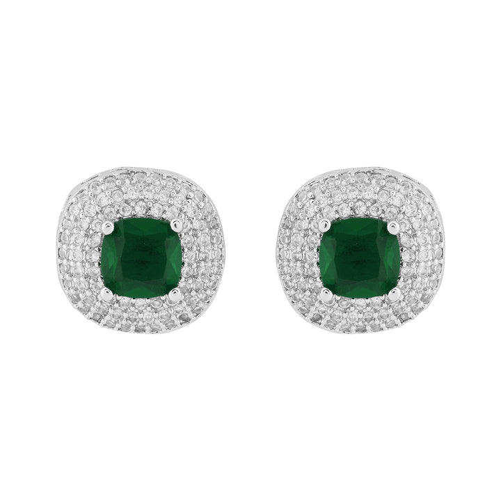 Teejh Celeste Silver Green Stone Necklace Set