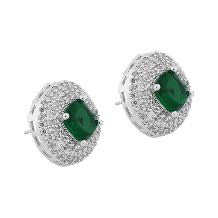 Teejh Celeste Silver Green Stone Necklace Set
