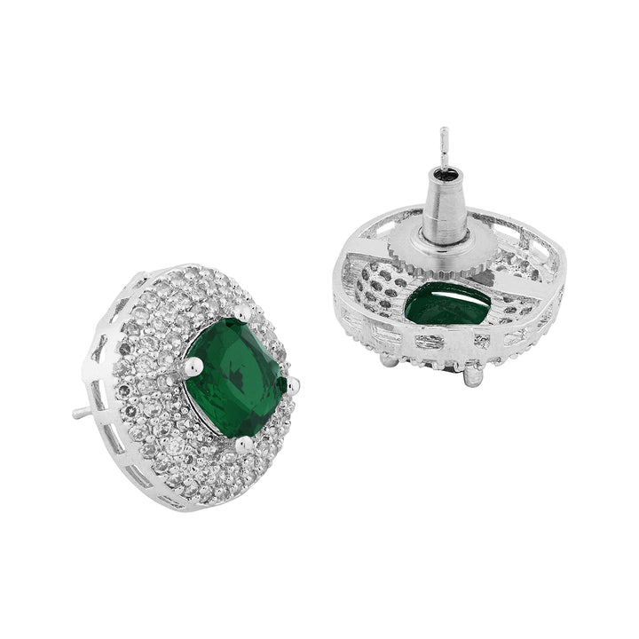 Teejh Celeste Silver Green Stone Necklace Set