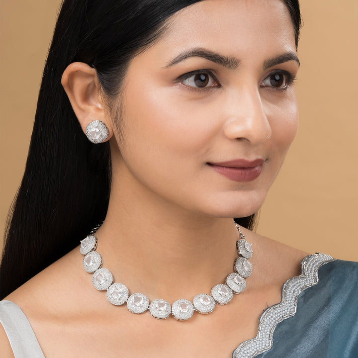 Teejh Celeste Silver Stone Necklace Set