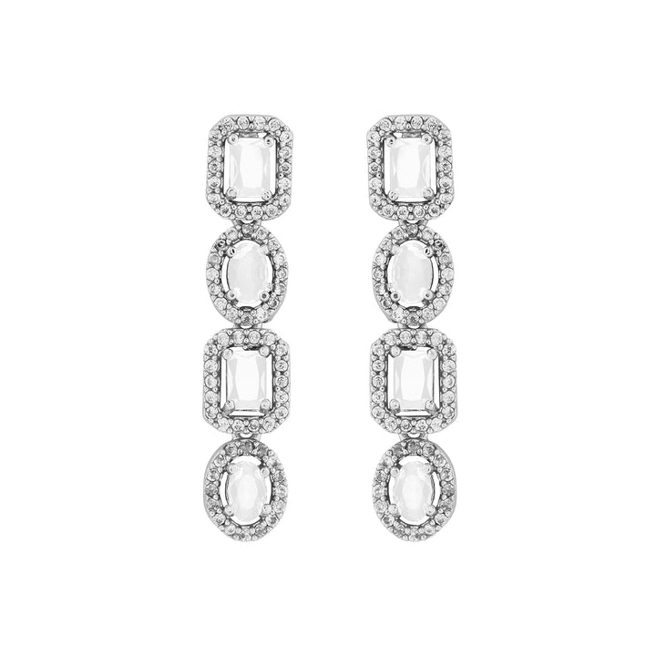 Teejh Elysia Silver and White stone Necklace set