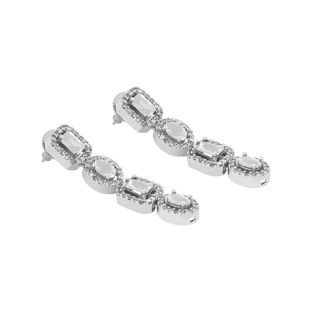 Teejh Elysia Silver and White stone Necklace set