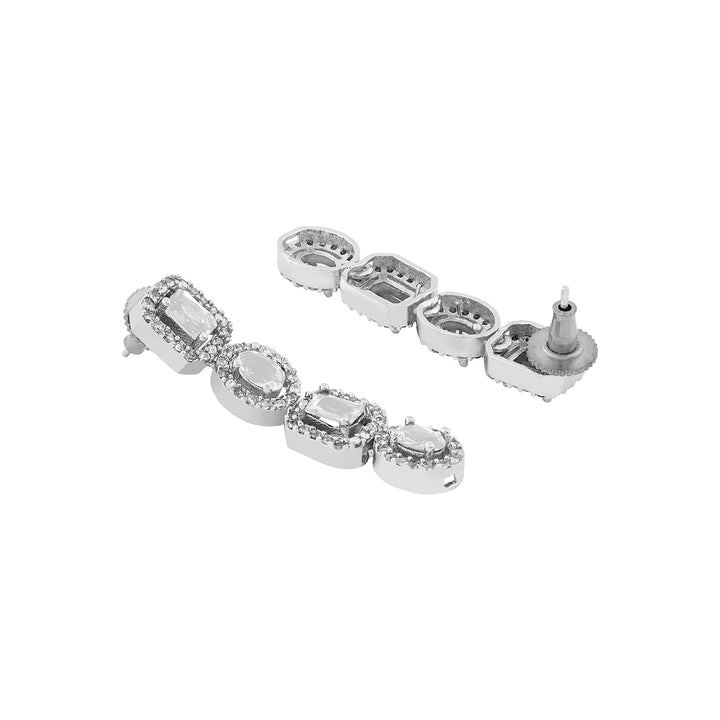 Teejh Elysia Silver and White stone Necklace set