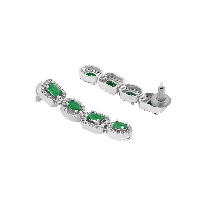 Teejh Elysia Silver and Green stone Necklace set