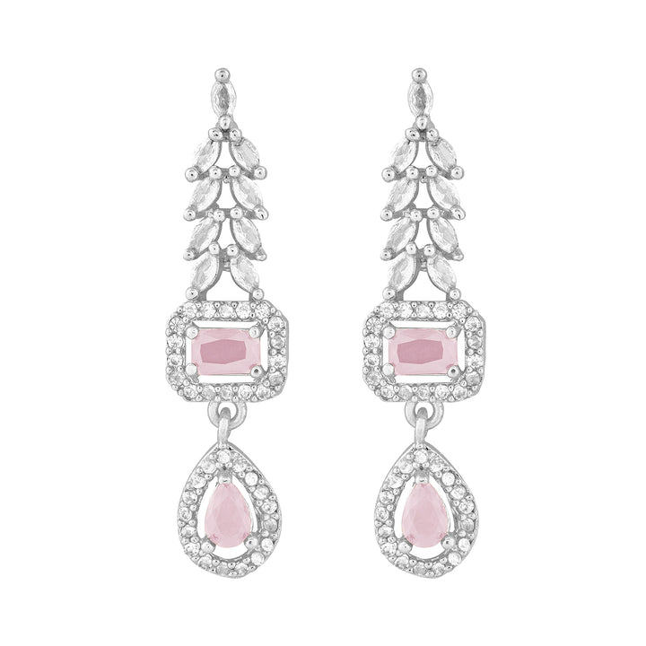 Teejh Sparki Silver and Pink Stone Necklace set