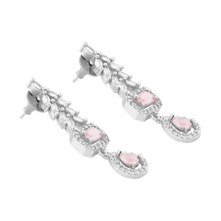 Teejh Sparki Silver and Pink Stone Necklace set
