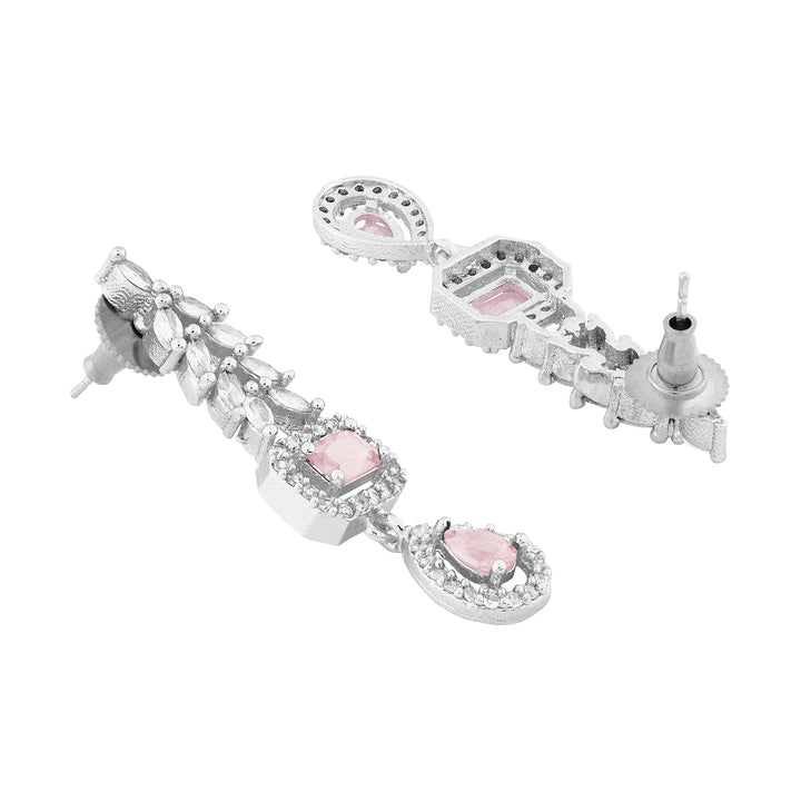Teejh Sparki Silver and Pink Stone Necklace set