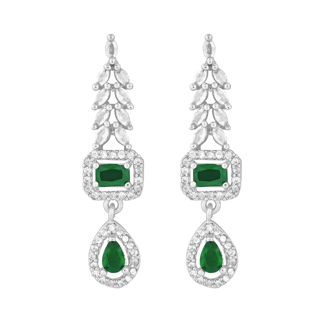 Teejh Sparki Silver and Green Stone Necklace set