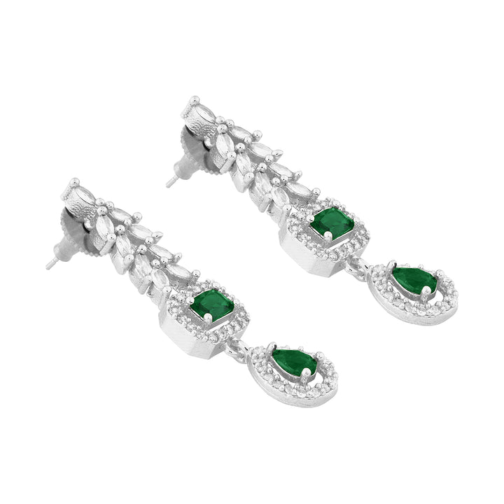 Teejh Sparki Silver and Green Stone Necklace set