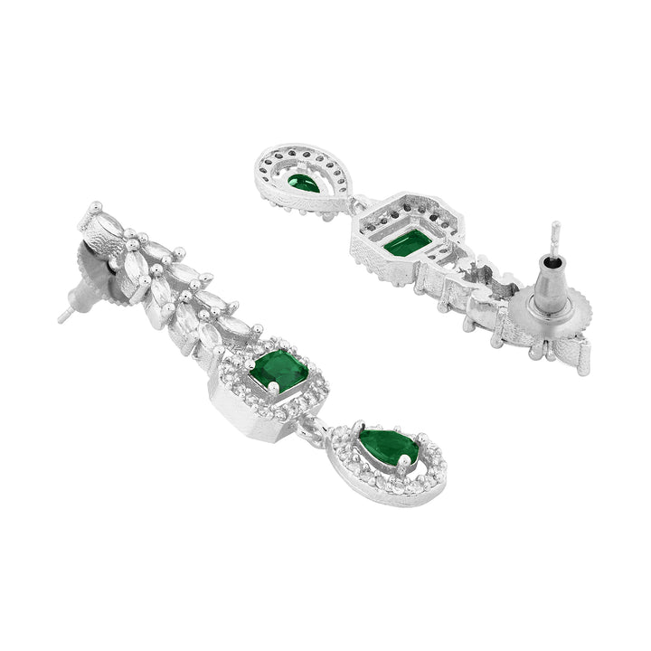 Teejh Sparki Silver and Green Stone Necklace set
