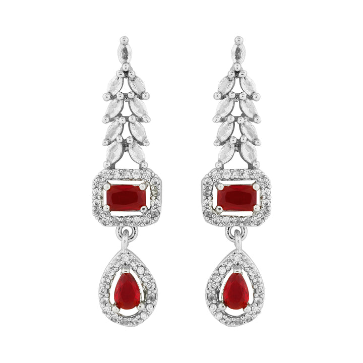 Teejh Sparki Silver and Red Stone Necklace set