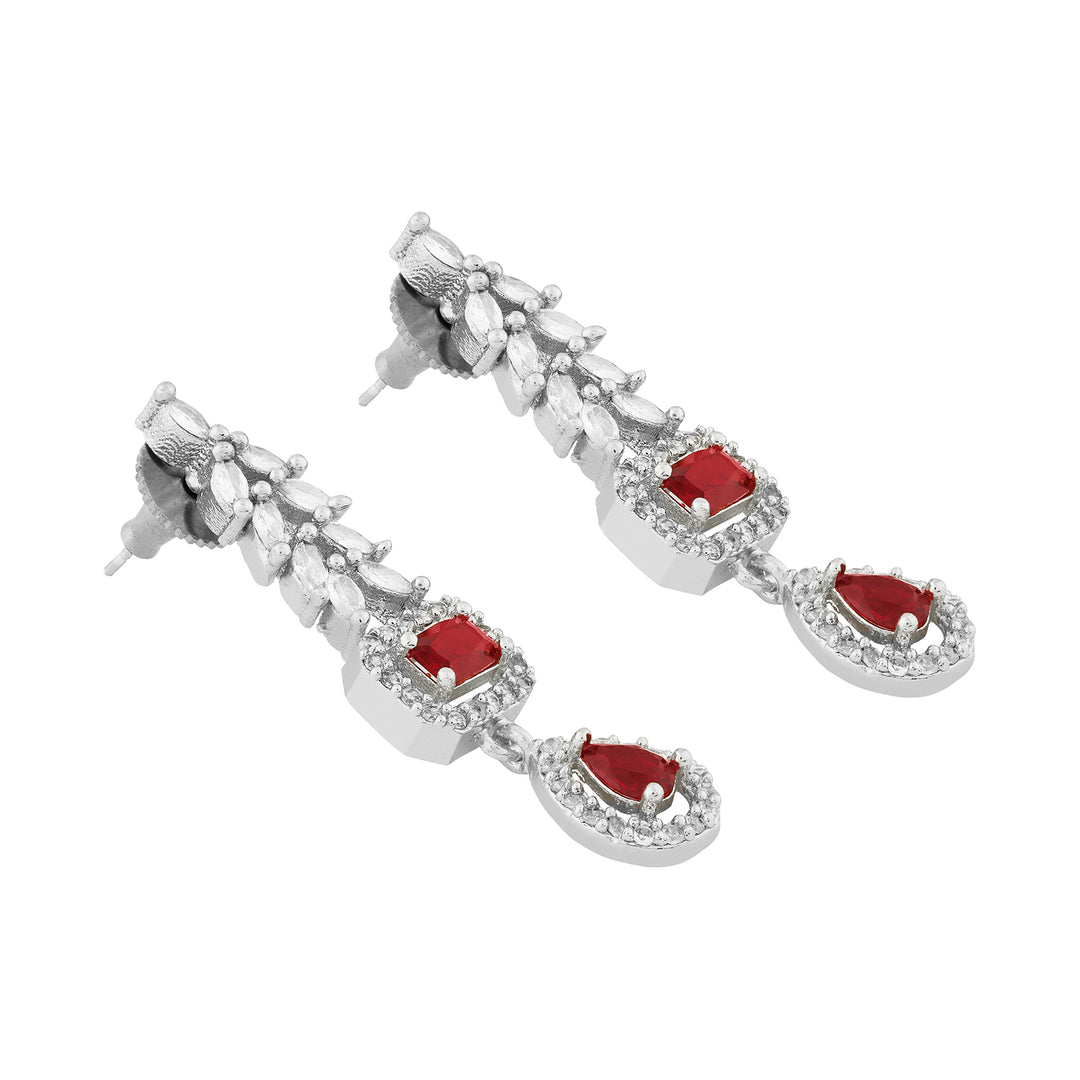 Teejh Sparki Silver and Red Stone Necklace set