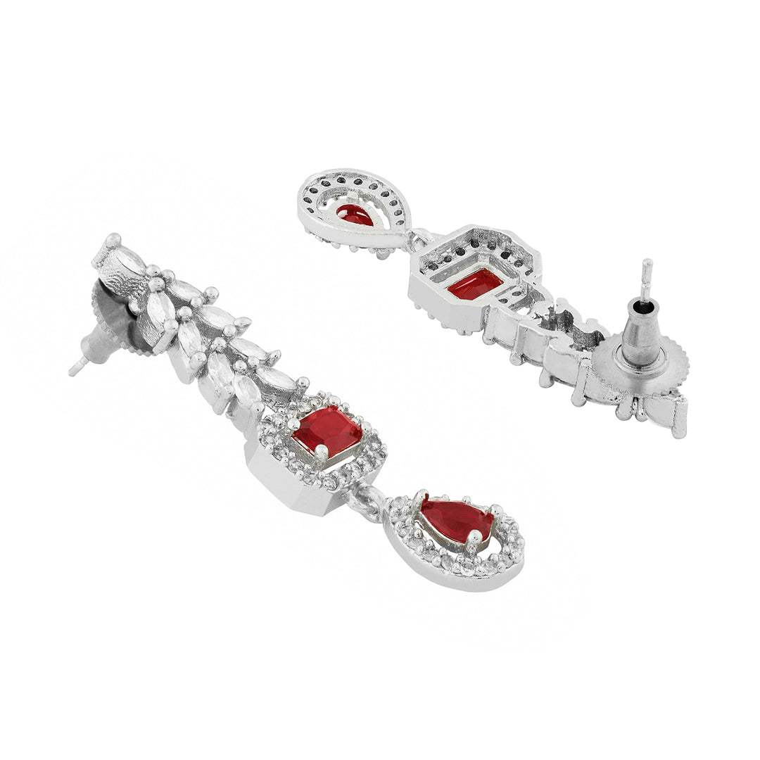 Teejh Sparki Silver and Red Stone Necklace set