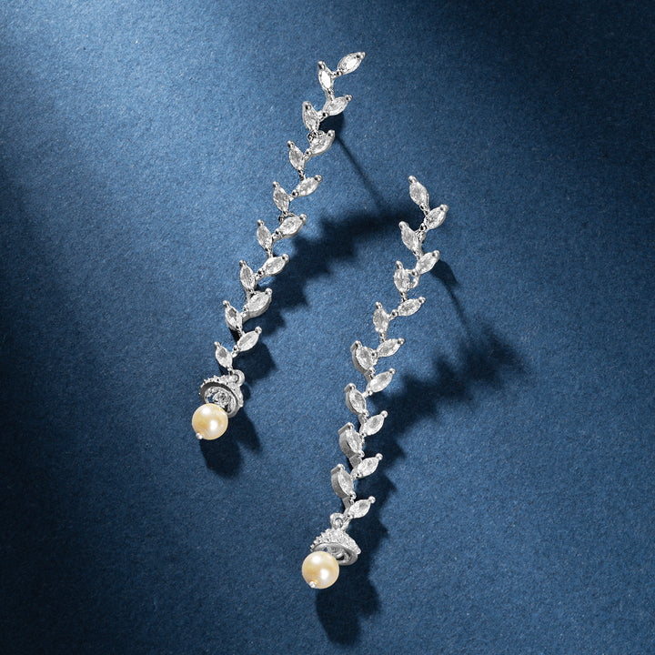Teejh Shimmera Silver and White Earrings