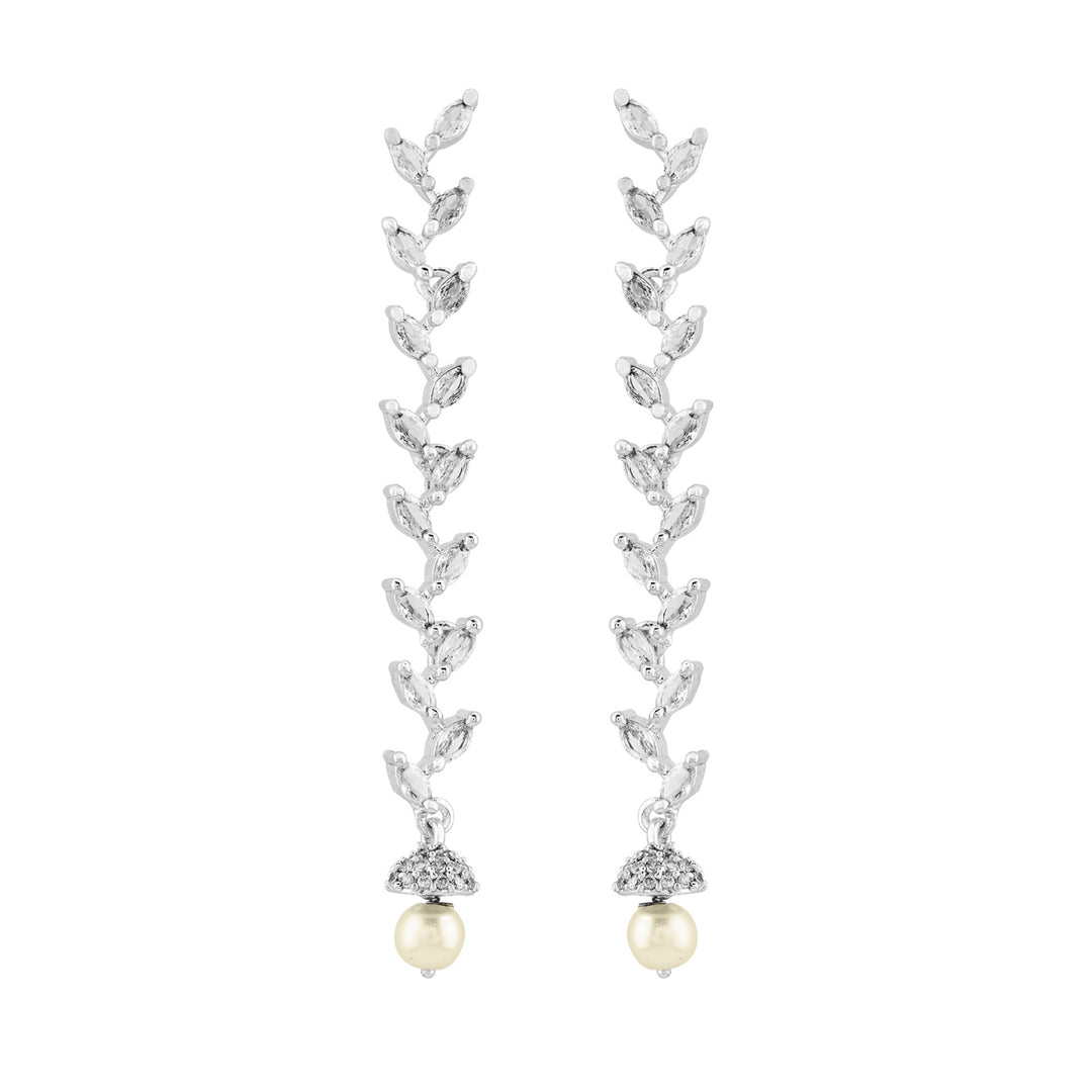 Teejh Shimmera Silver and White Earrings
