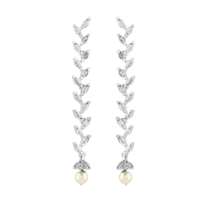 Teejh Shimmera Silver and White Earrings