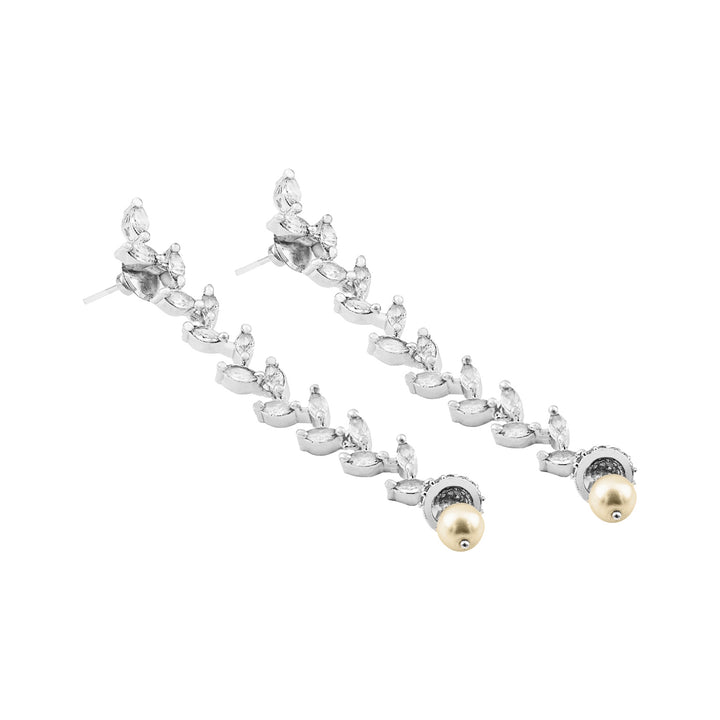 Teejh Shimmera Silver and White Earrings