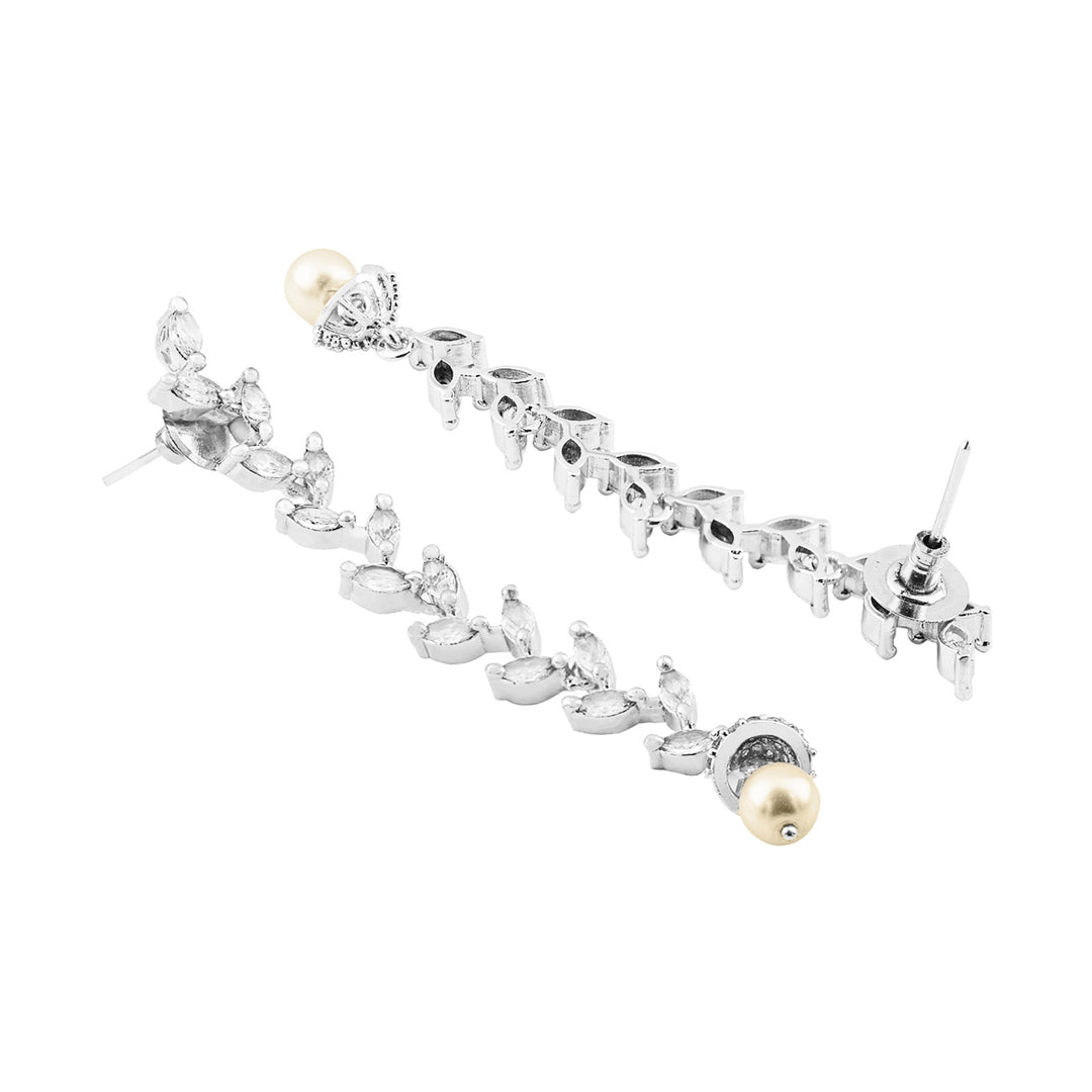 Teejh Shimmera Silver and White Earrings