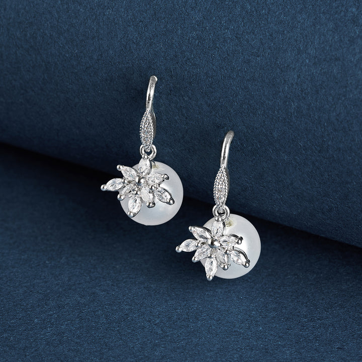 Teejh Aura Silver and White Pearl Earrings