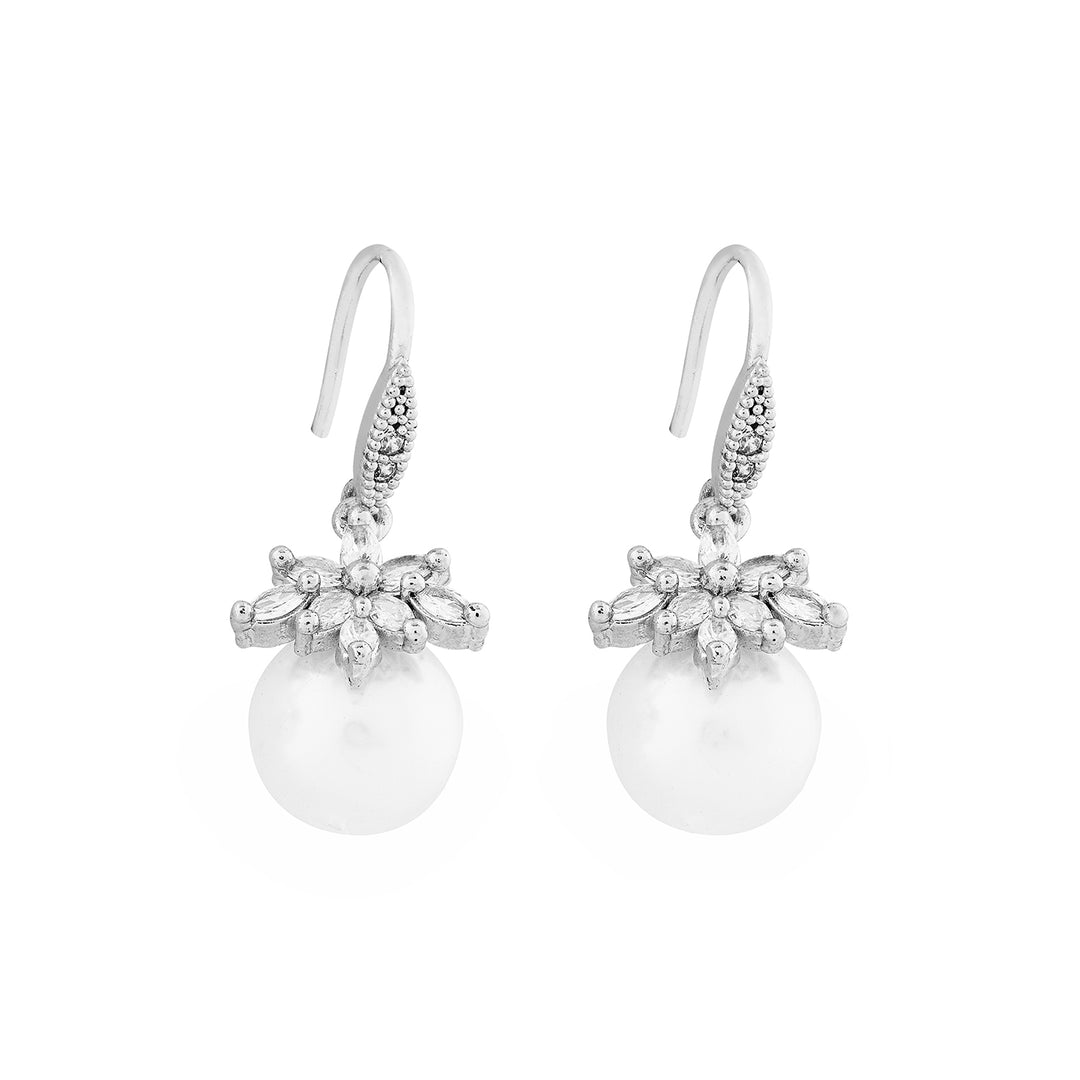 Teejh Aura Silver and White Pearl Earrings