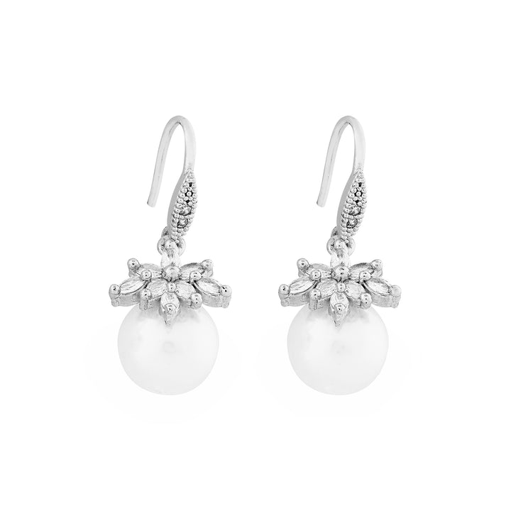 Teejh Aura Silver and White Pearl Earrings