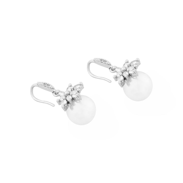Teejh Aura Silver and White Pearl Earrings