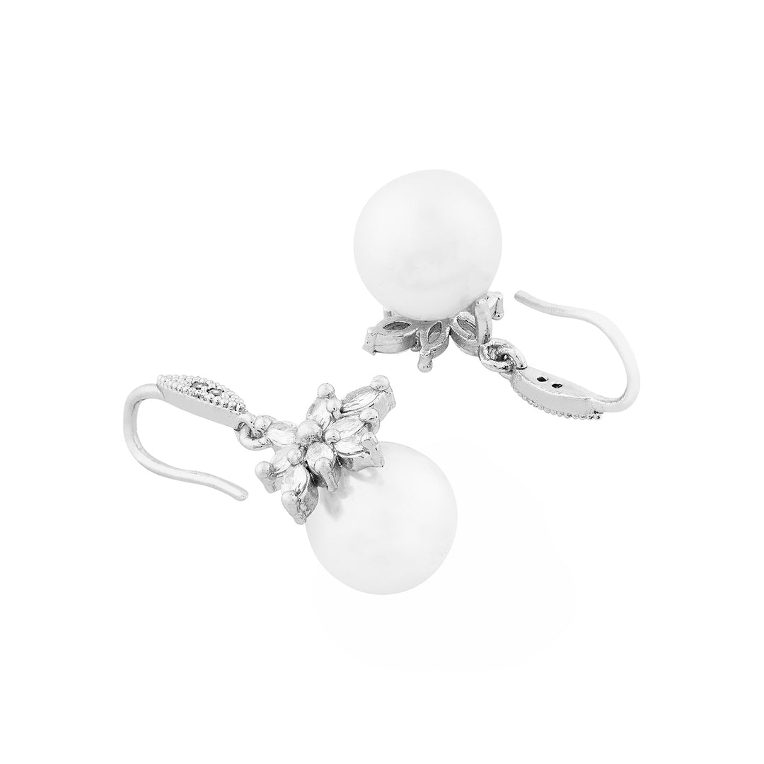 Teejh Aura Silver and White Pearl Earrings