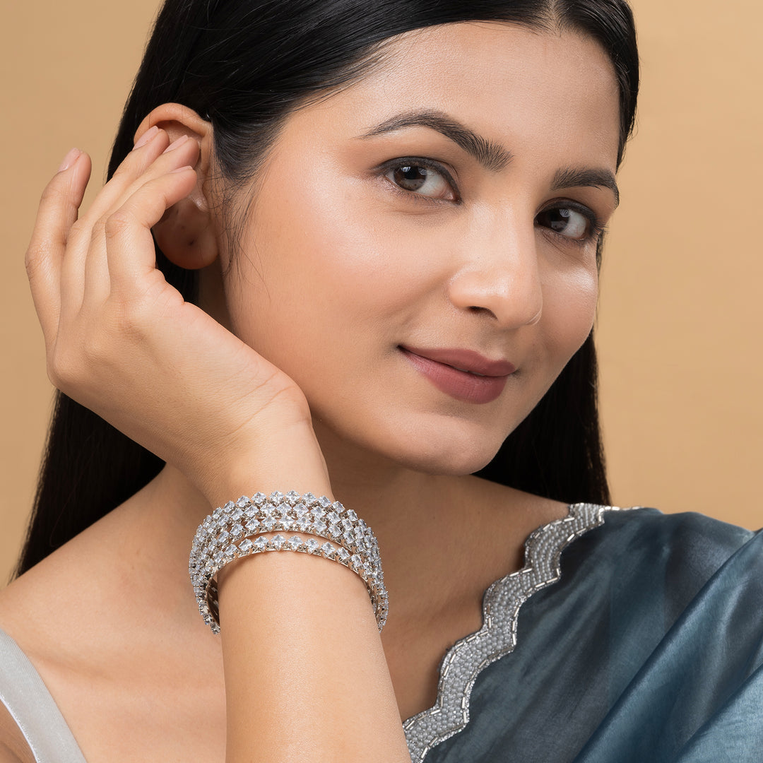 Teejh Glowy Silver Bangles