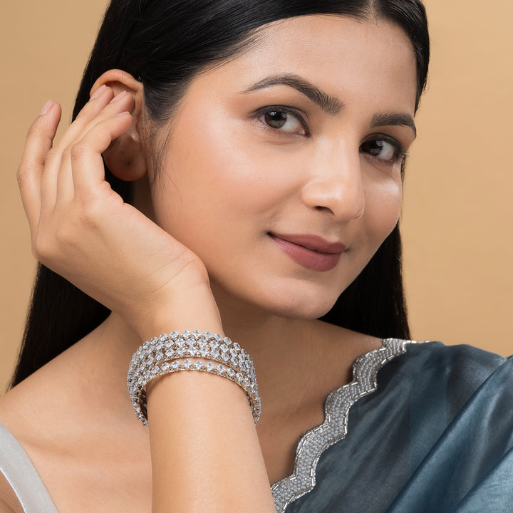 Teejh Glowy Silver Bangles