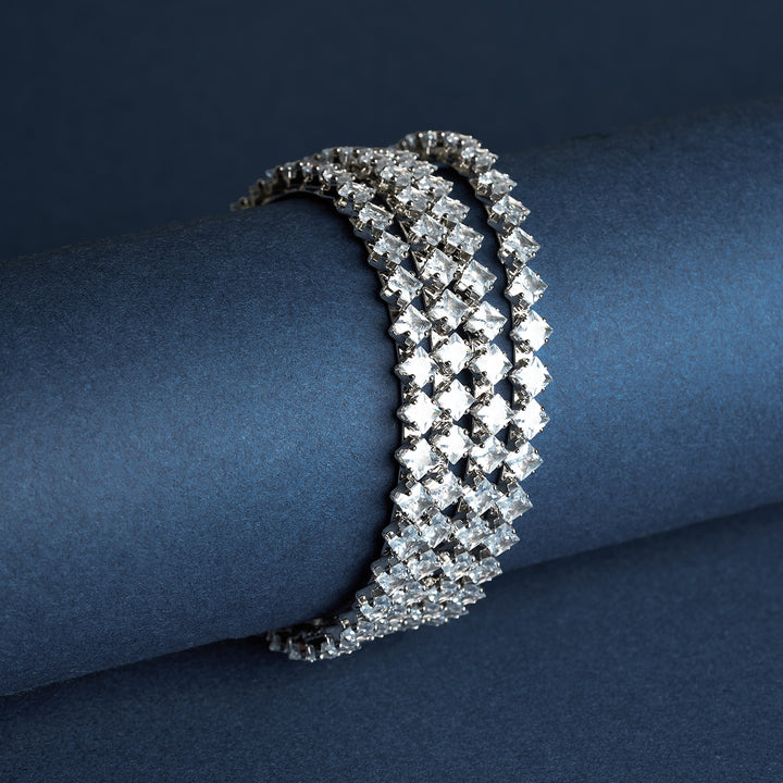 Teejh Glowy Silver Bangles