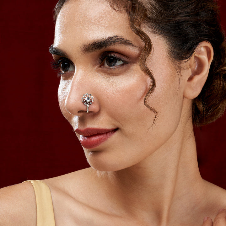 Teejh Surmayi White stone Press on Nosepin