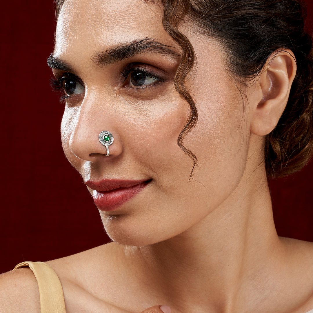 Teejh Vanika Green Stone Press on Nosepin