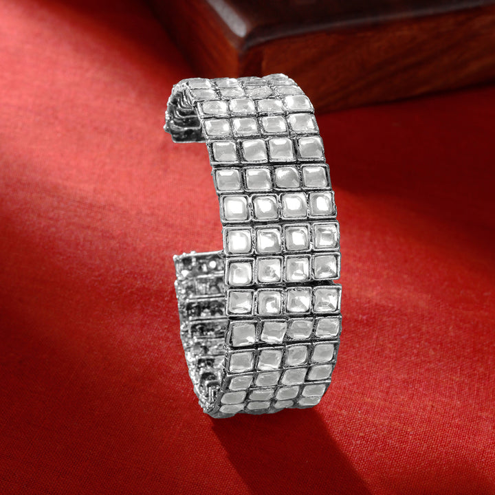 Teejh Kaarvi Square stone Silver Bracelet
