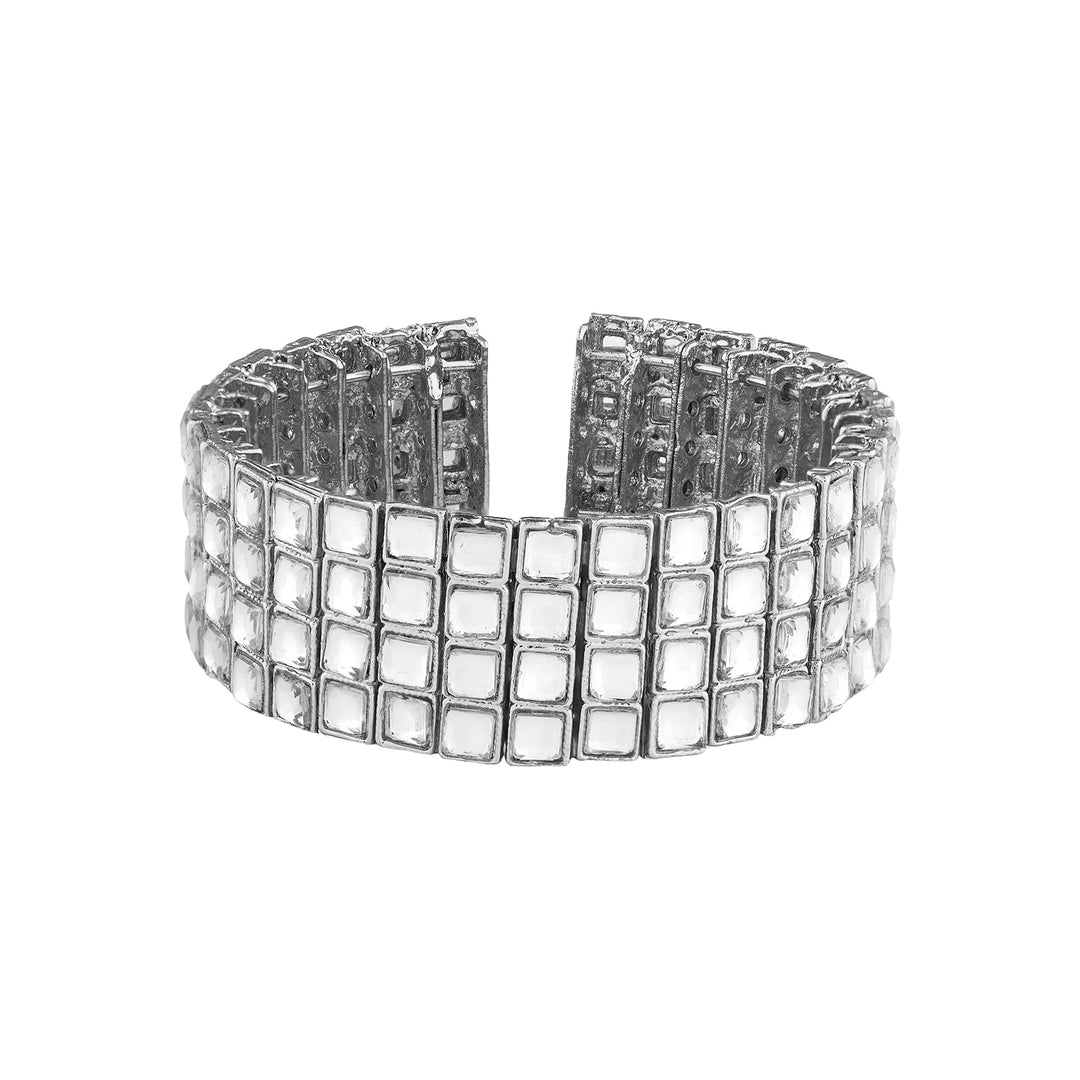 Teejh Kaarvi Square stone Silver Bracelet