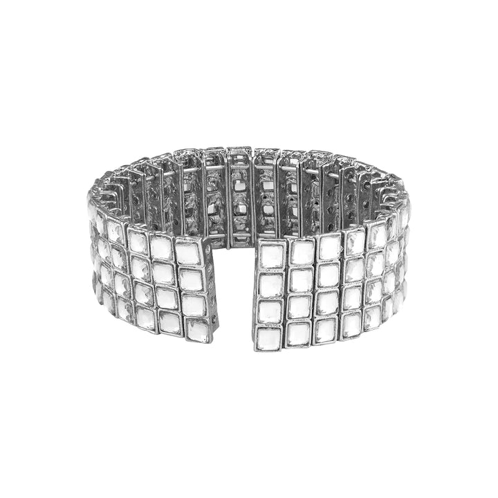 Teejh Kaarvi Square stone Silver Bracelet