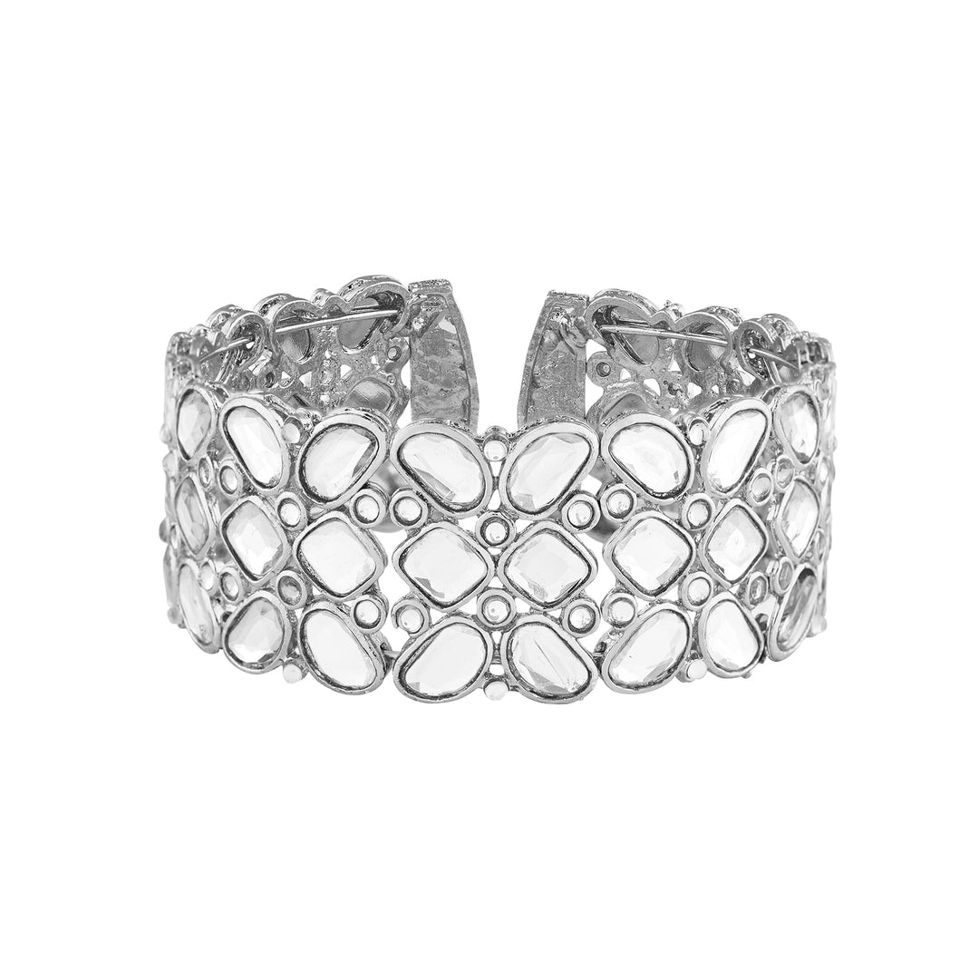Teejh Kaarvi Round stone Silver Bracelet