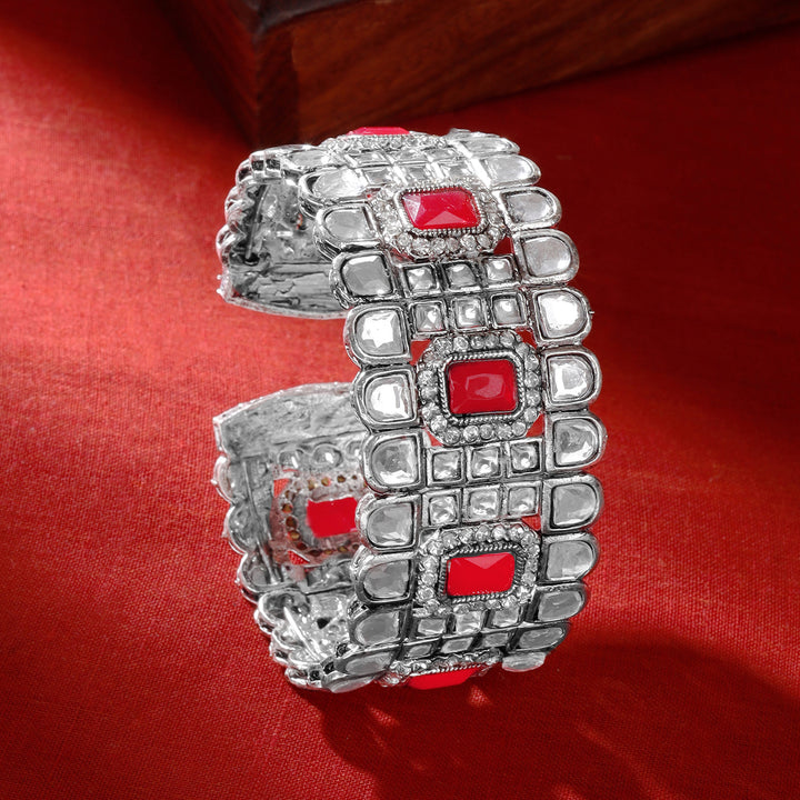 Teejh Kaarvi Red stone Silver Bracelet