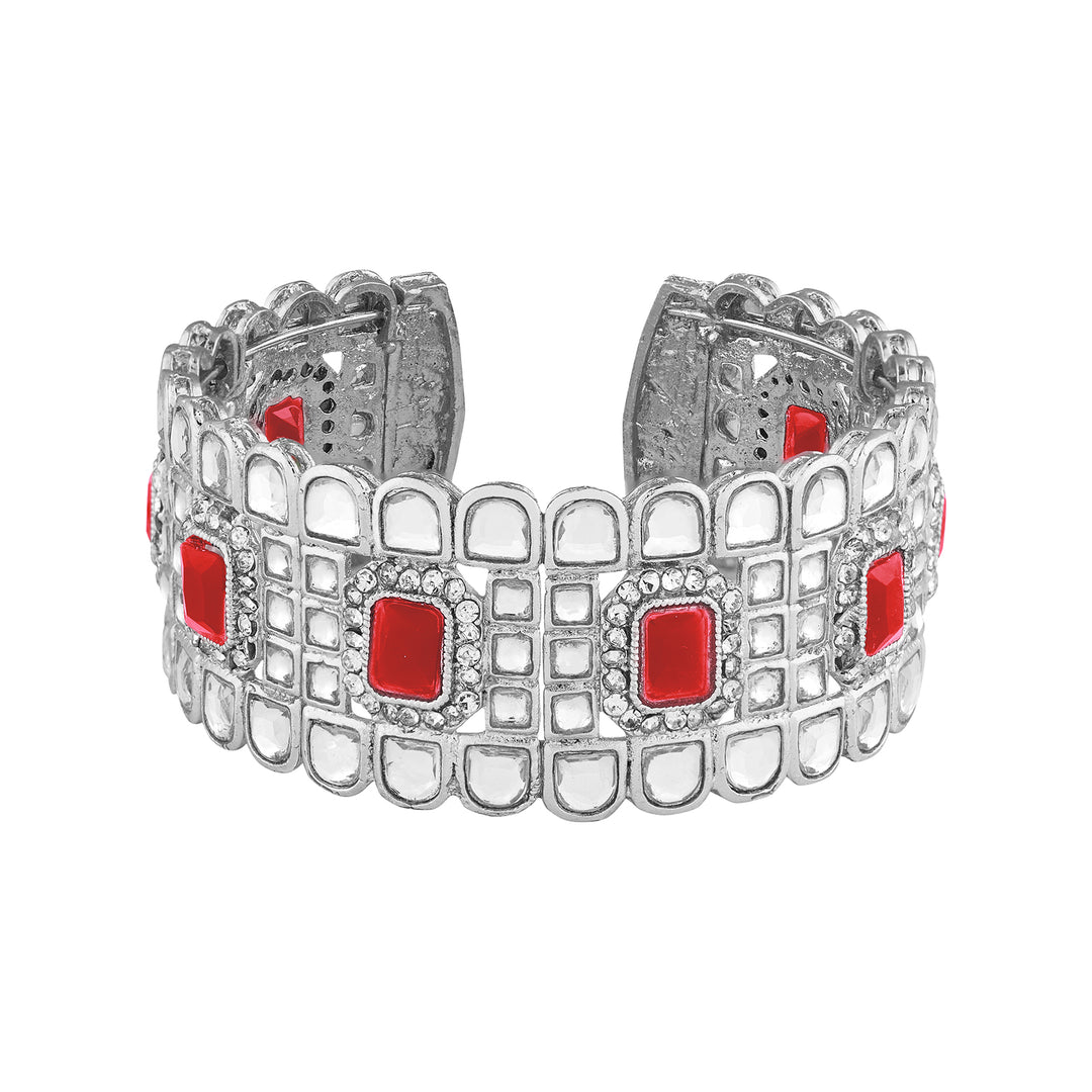 Teejh Kaarvi Red stone Silver Bracelet