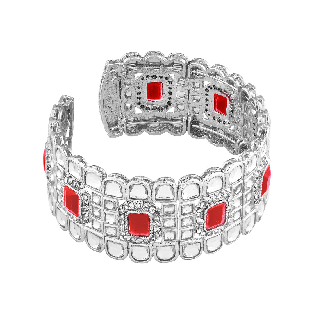 Teejh Kaarvi Red stone Silver Bracelet