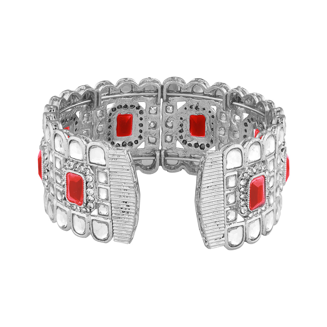 Teejh Kaarvi Red stone Silver Bracelet
