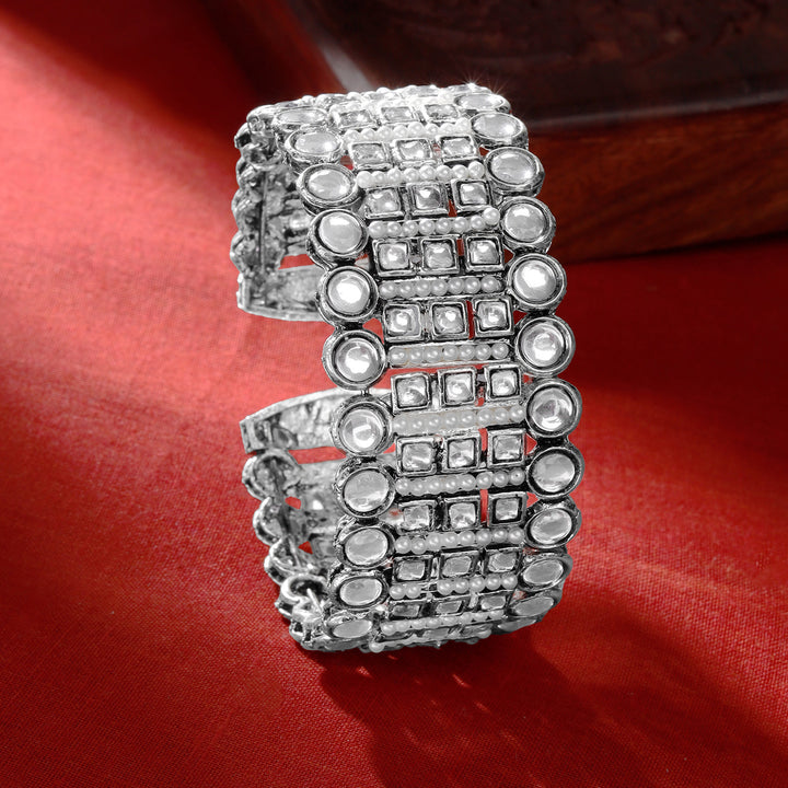 Teejh Jaisvi Silver Polki Bracelet