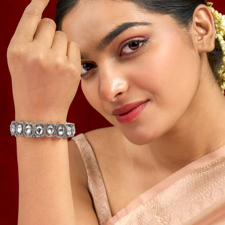 Teejh Dviti Silver Polki Bracelet