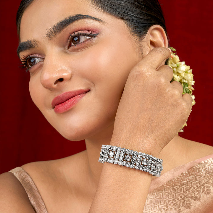 Teejh Sreeja Silver Polki Bracelet
