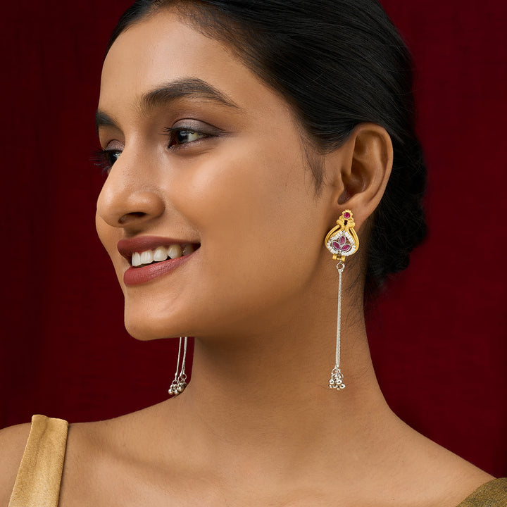 Teejh Aureya Red Dual tone Danglers