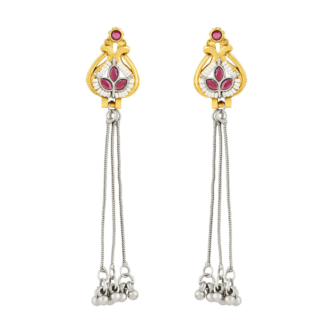 Teejh Aureya Red Dual tone Danglers