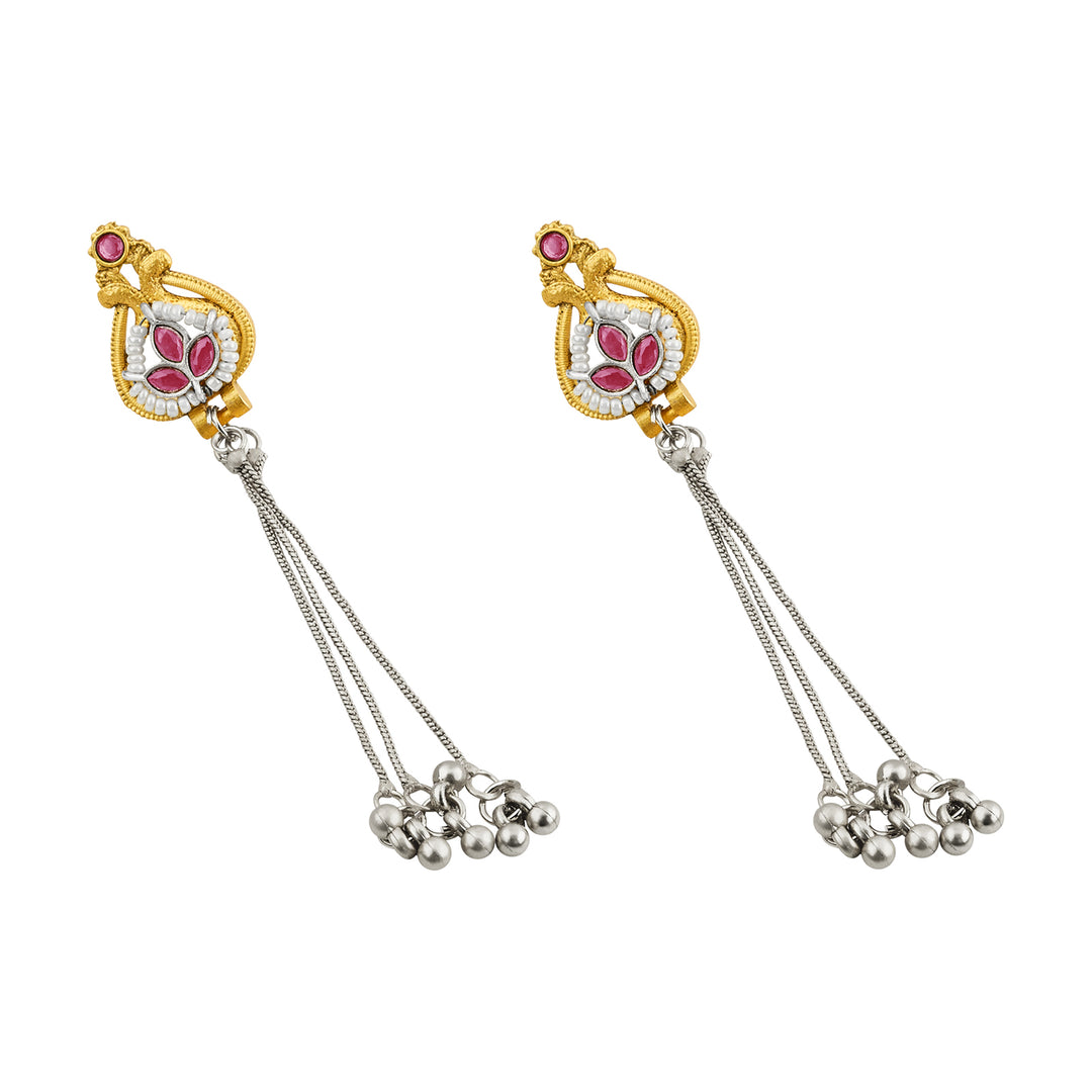 Teejh Aureya Red Dual tone Danglers