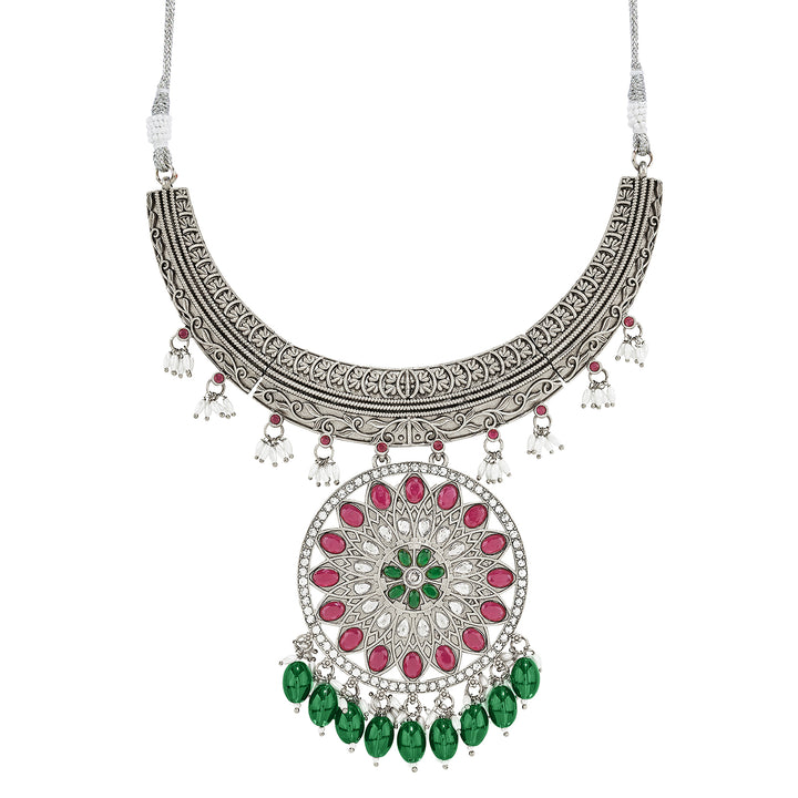 Teejh Aarzaa Silver Ghungroo Necklace Set
