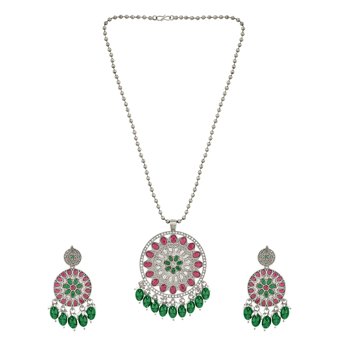Teejh Rupika Beaded Silver Necklace Set